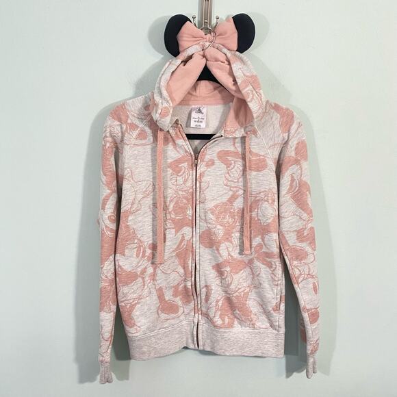 Disney Sweaters - Disney Women's Grey Minnie Mouse Ears Fleece Lined Full Zip Hoodie Size XS